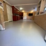 large garage with storage