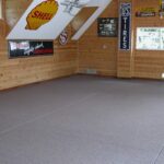 garage with wood walls