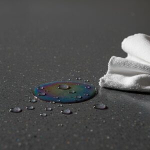 Professional installer's hands meticulously applying a coat of epoxy to a garage floor.
