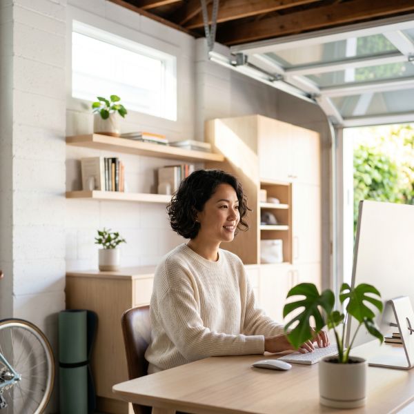 woman sitting at desk