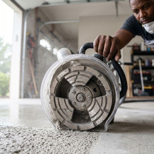man applying garage floor coatings